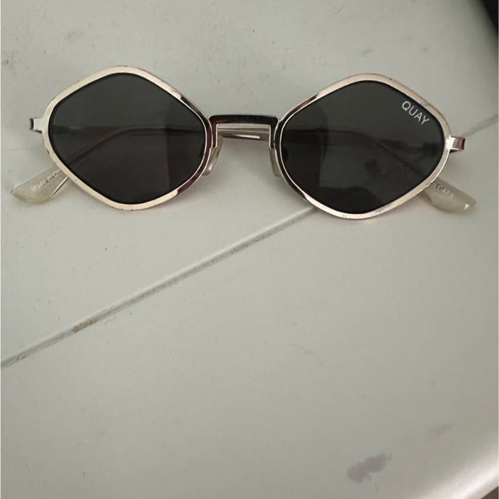 Quay Australia Women's Sunglasses with Black Lenses and Gold Frame